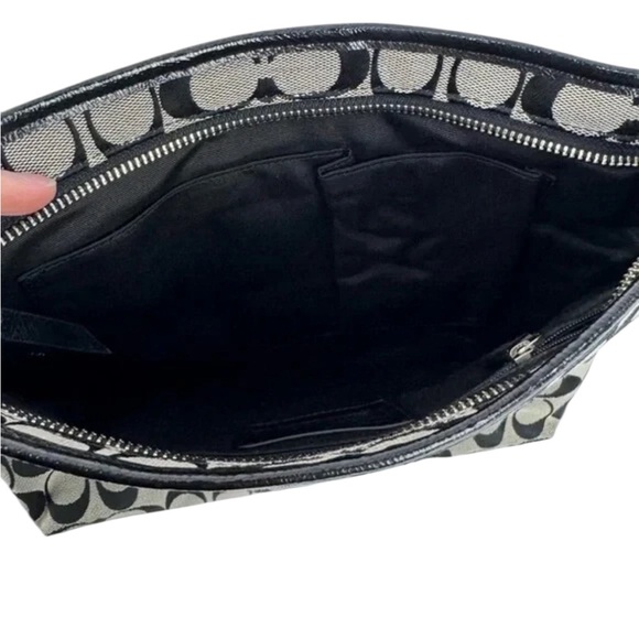 COACH Canvas Signature Monogram Crossbody Black Grey - Picture 4 of 9